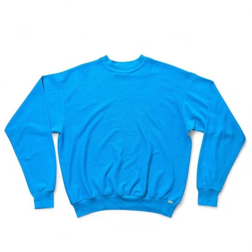 Vintage 80s Lee Cotton Blend Teal Pullover Crewneck Sweater USA L 23x25"